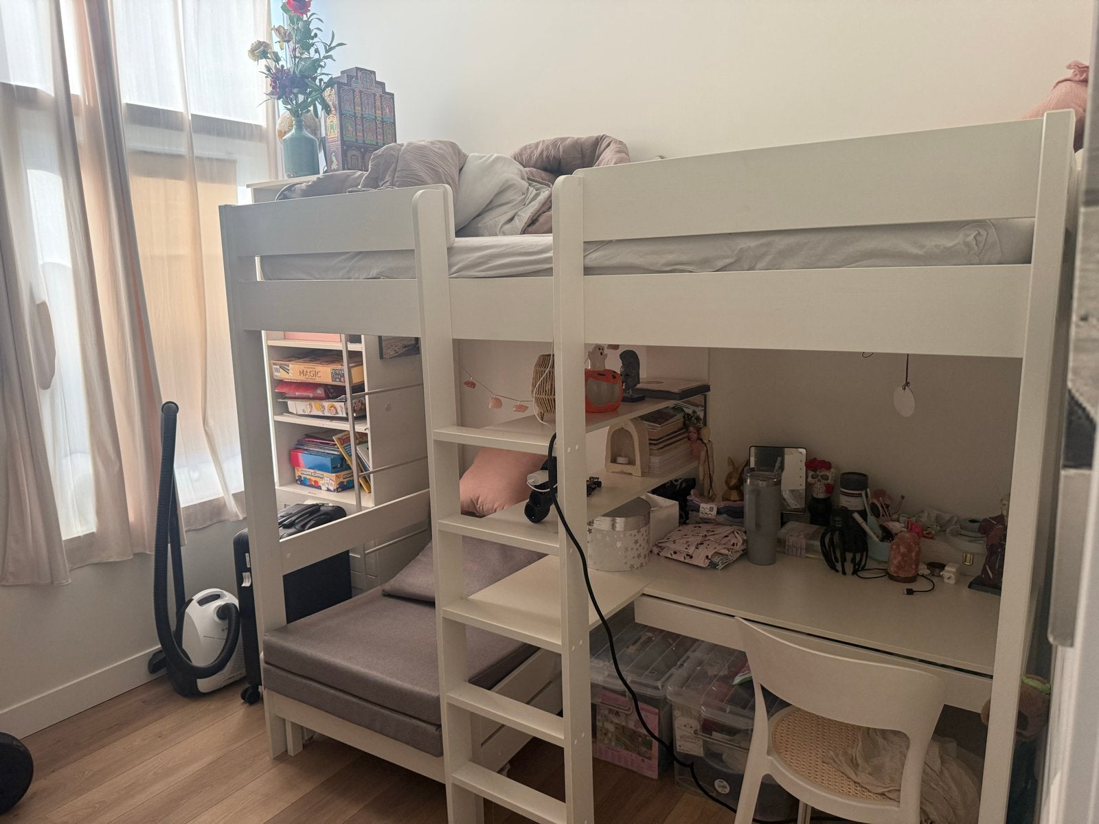 Stapelbed met bureau en zitgedeelte, Huis en Inrichting, Ophalen, Gebruikt, 90 cm, Eenpersoons