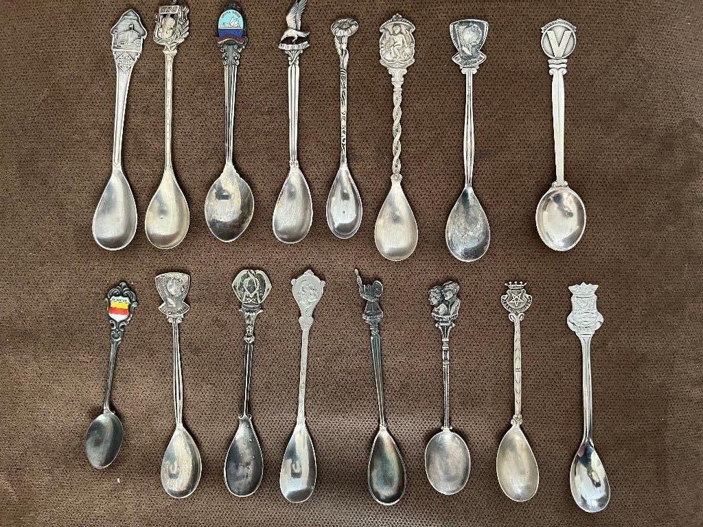 Verzilverde suiker / theelepels, Gebruikt, Los bestek, Overige merken, Zilver