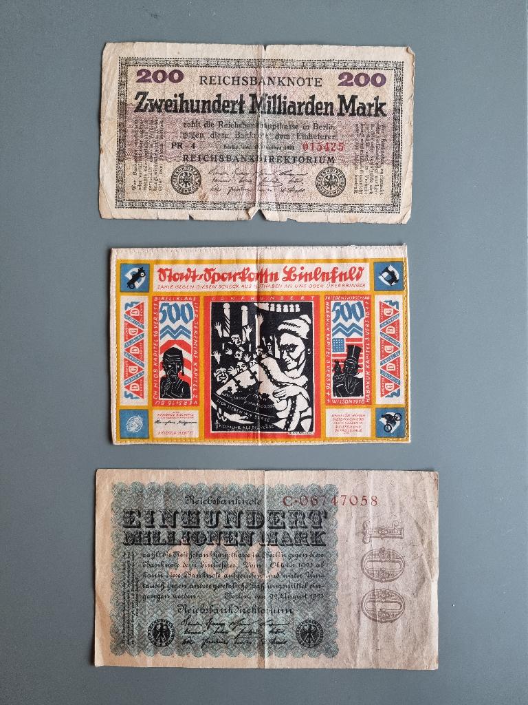 Bankbiljetten Weimar-republiek, hyperinflatie, Verzenden, Duitsland, Los biljet