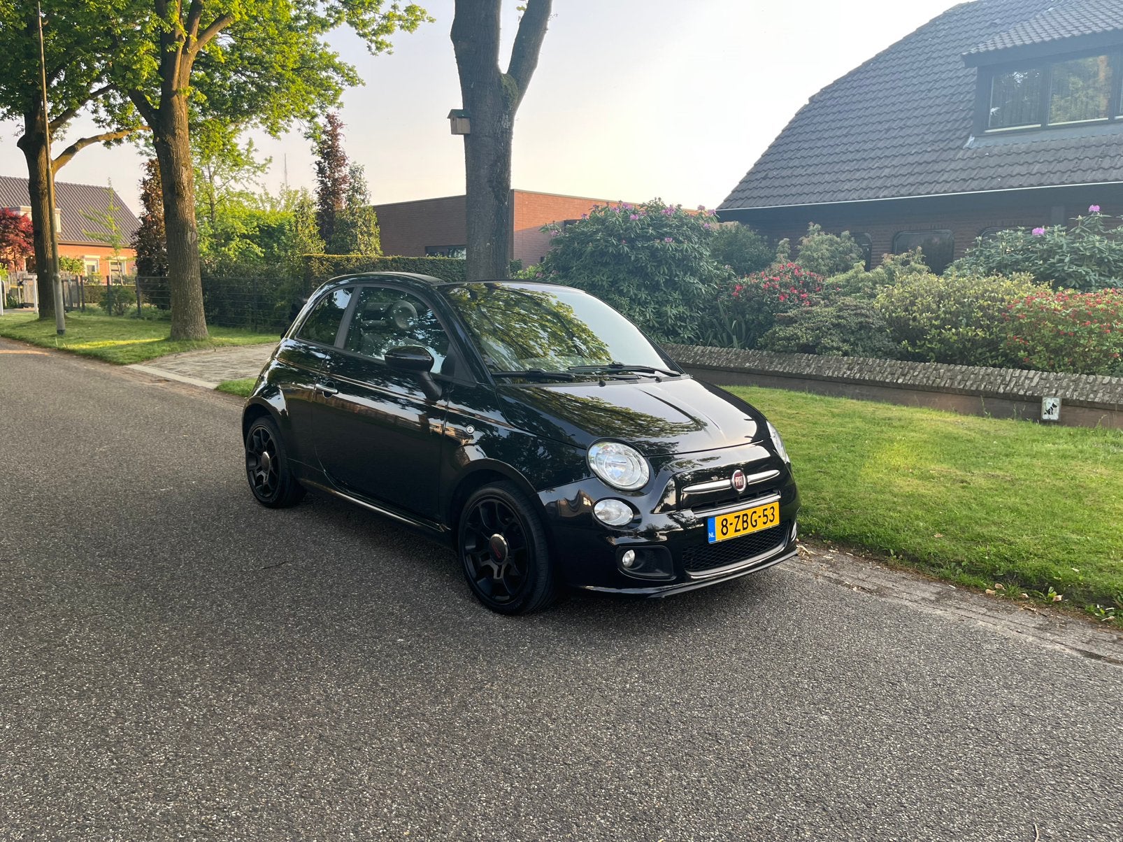 Fiat 500S 0.9 Twinair Turbo Cabrio 80Pk Bjr.2014 Nieuwe APK!, 40 €/maand, Zwart, Parkeersensor, Leder en Stof