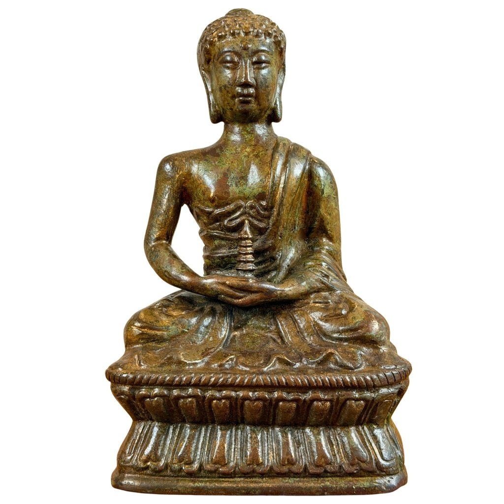 Boeddha beeld – Mongools brons met stupa – 27,5 cm