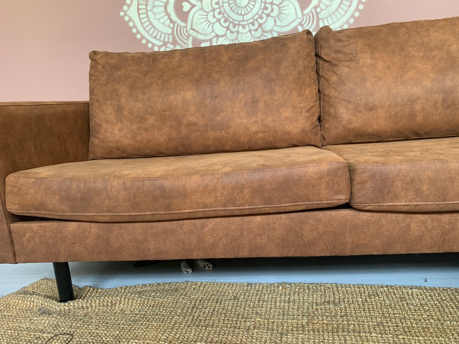 Bank Collin 2,5-zits - cognac - 1,5 jaar oud, Huis en Inrichting, Ophalen, 75 tot 100 cm, Rechte bank, Stof