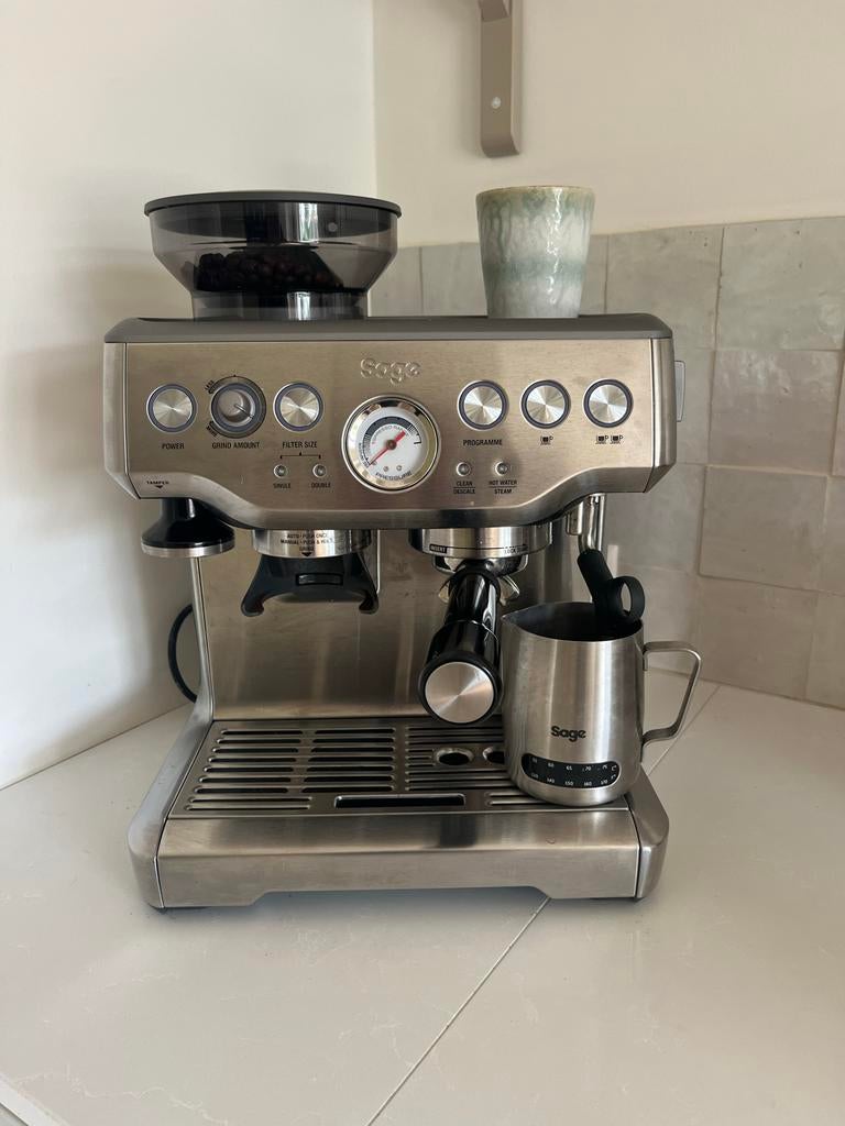 Sage Barista Express - Zo goed als nieuw + knodbox, Espresso apparaat, Koffiebonen, Zo goed als nieuw, Ophalen