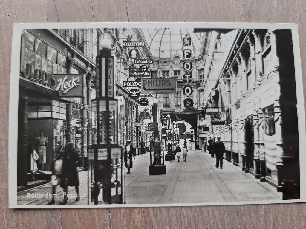 Rotterdam passage, Philips reclame, Heck's restaurant 1939, Ophalen of Verzenden, 1920 tot 1940, Ongelopen, Zuid-Holland