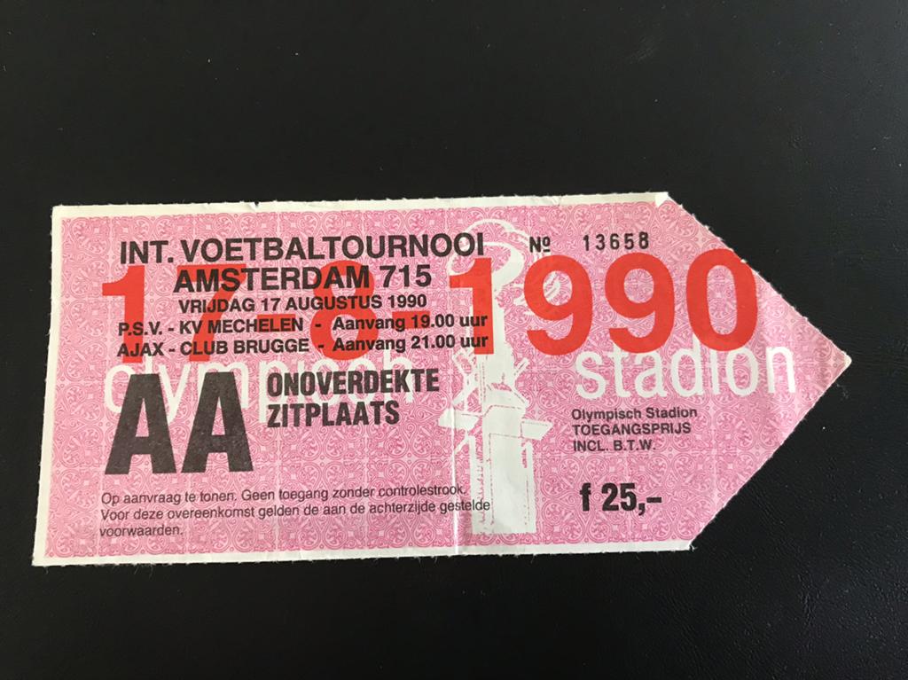 Ticket PSV v Mechelen A’dam toernooi 1990, Verzamelen, Ophalen of Verzenden, PSV, Overige typen