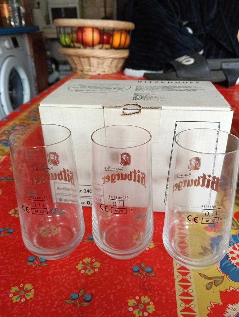 Bitburger Ritzenhoff bierglazen 0.1L, Ophalen of Verzenden, Zo goed als nieuw