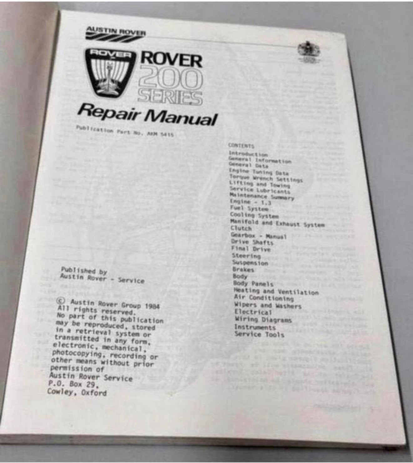 Austin Rover 1984 Rover 200 Series Repair Manual - AKM5415, Ophalen of Verzenden