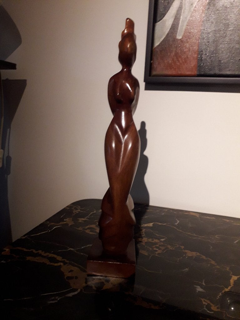 UNIEK VINTAGE HOUTEN DESIGN SCULPTUUR OBJECT I.Z.G.STAAT, Ophalen of Verzenden, Hout, 20 - 50 cm