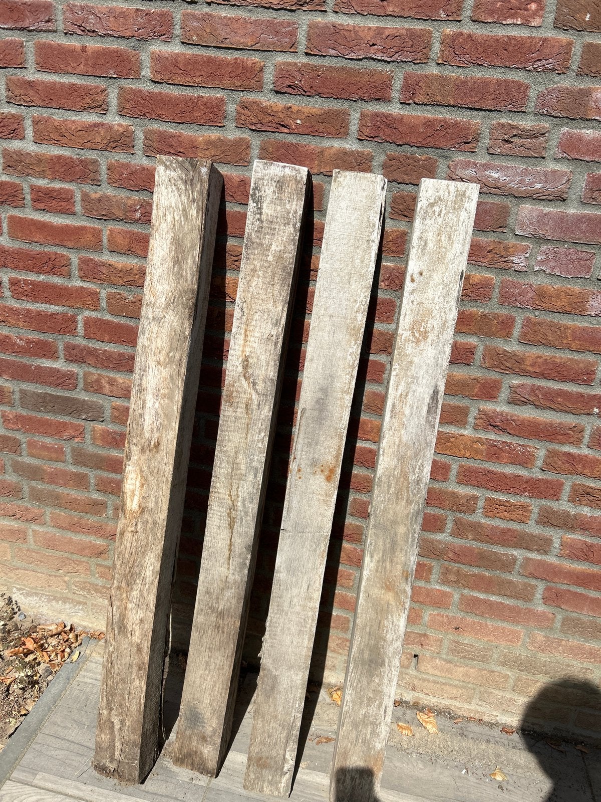Hardhouten balken 120cm lang, 9,5 cm dik, Doe-het-zelf en Verbouw, Hout en Planken, Ophalen, Gebruikt, 50 mm of meer, Balk