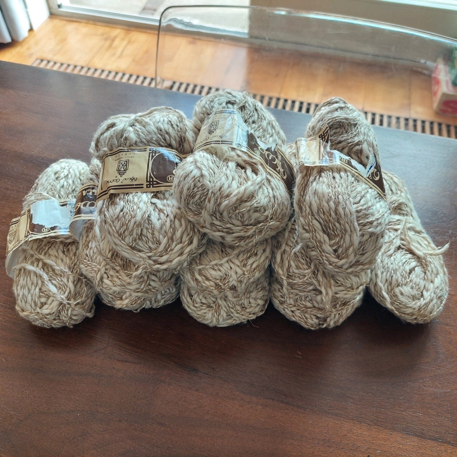 11 bollen katoen-linnen garen, beige gemêleerd, Ophalen of Verzenden, Nieuw, Breien of Haken, Wol of Garen