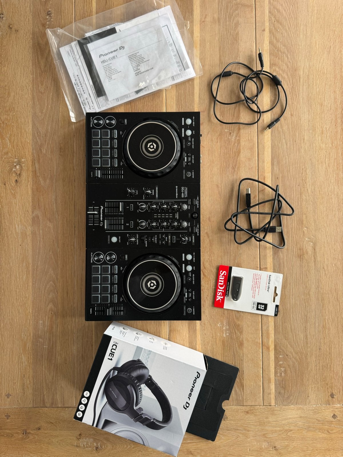 Pioneer DJ DDJ-400 DJ-set + HDJ-CUE1 koptelefoon + Sandisk