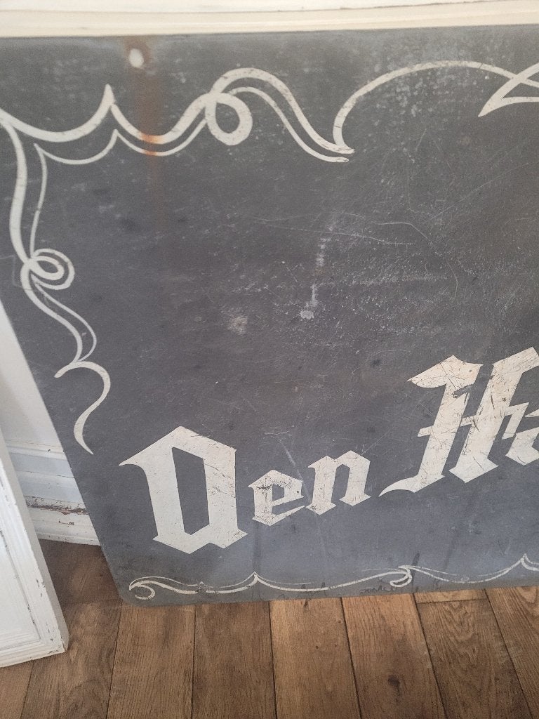 Zeer oud dubbelzijdig metalen uithangbord mancave, Gebruikt, Belle Vieille Brocante, Ophalen of Verzenden, Jolandamonsieurs@gmail.com