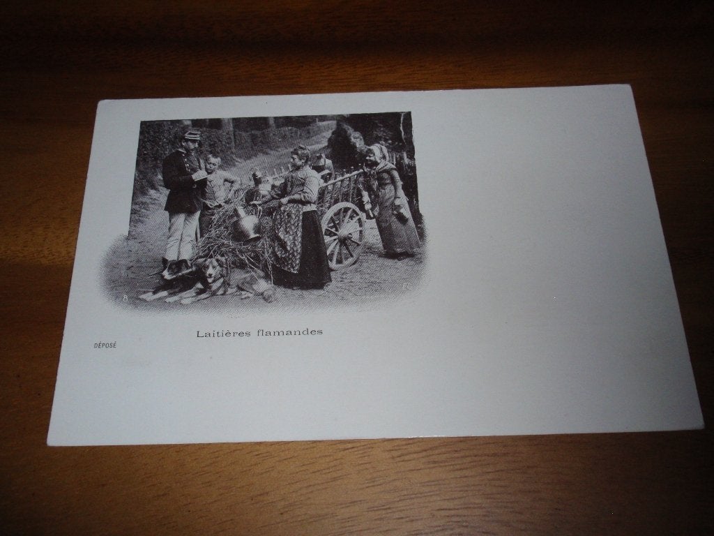 Hondenkar Melkmeisje Politie  Laitières flamandes Belgie, Verzamelen, Verzenden, Voor 1920, Ongelopen, Voertuig