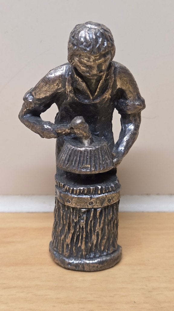 Tinnen beeldje van munter (RABO bank), Zilver, Weerbestendig, Minder dan 20 cm, Ophalen of Verzenden