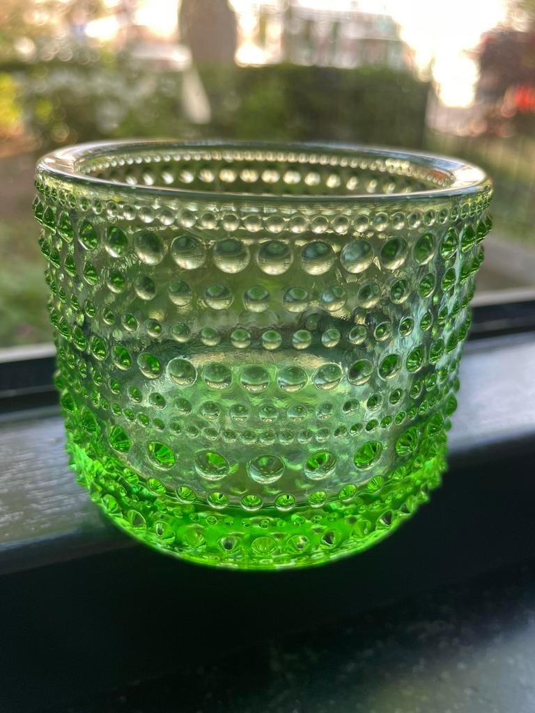 Iittala Kastehelmi waxinelichtje appelgroen, Huis en Inrichting, Ophalen of Verzenden, Zo goed als nieuw, Overige materialen, Minder dan 25 cm