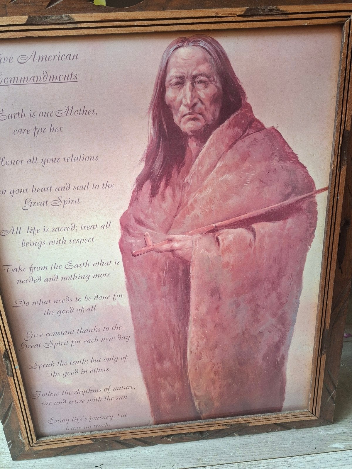 Vintage schilderij Native American met wijsheden, Ophalen, Klassiek