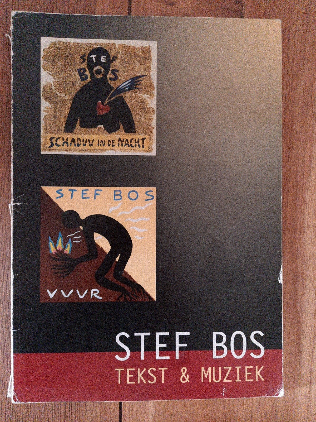 Stef Bos Tekst en Muziek schaduw in de nacht/Vuur, Gebruikt, Keyboard, Ophalen of Verzenden, Artiest of Componist