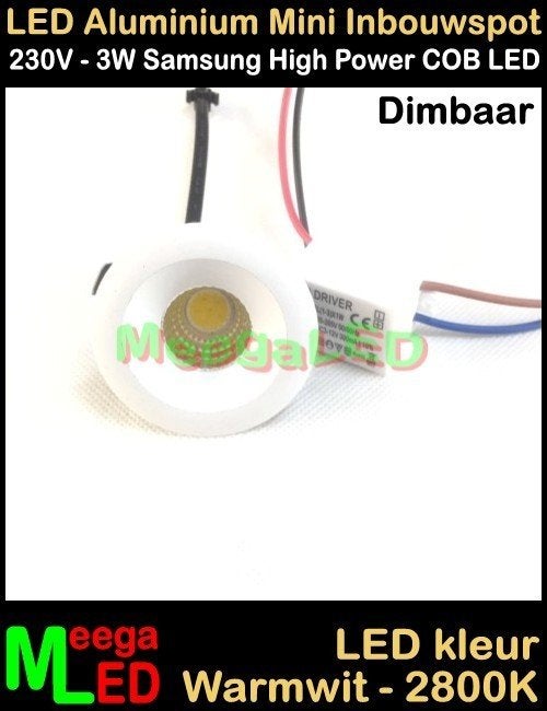 LED Chalet mini inbouwspot COB 230V 3watt M18 WW dimbaar, Huis en Inrichting, Lampen | Spots, Overige materialen, Overige merken