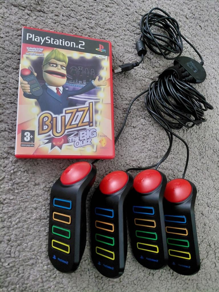 Buzz The Big Quiz met Buzzers PS2, Ophalen of Verzenden, Zo goed als nieuw, Overige controllers, PlayStation 2