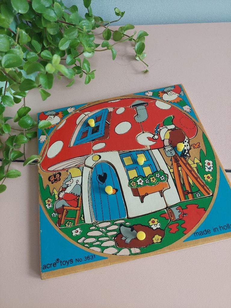 Vintage houten kinderpuzzel, Ophalen of Verzenden, Gebruikt
