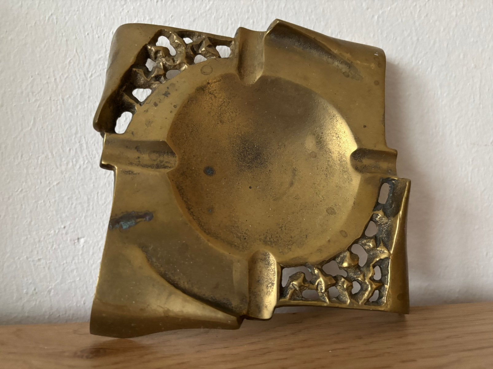 messing asbak zwaar brass roken as vintage retro sigaretten, Ophalen, Koper