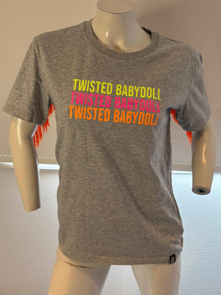Twisted babydoll shirt met franjes xs, ., Ophalen of Verzenden, Zo goed als nieuw, Korte mouw