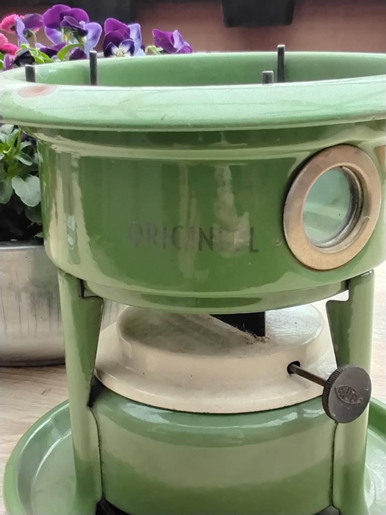 Vintage Original Teccom Fondue/Rechaud - Groen Emaille, Ophalen