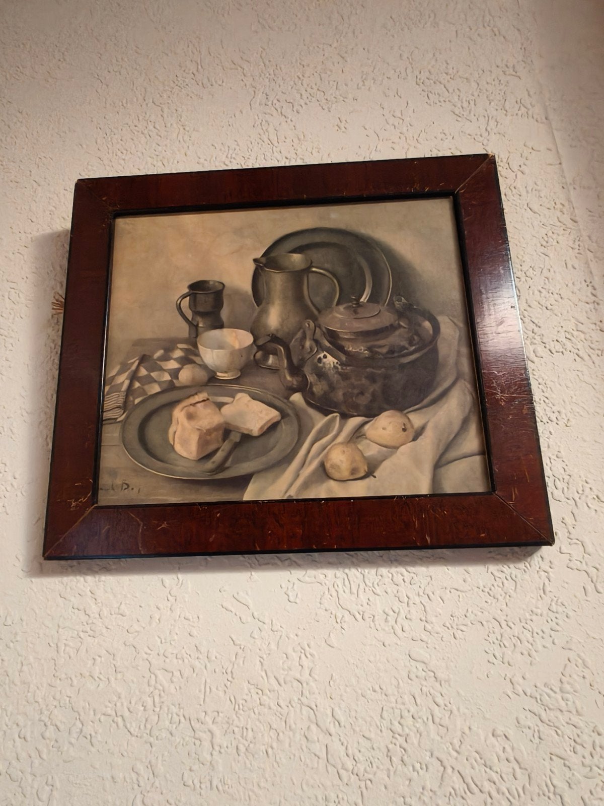 Klassiek stilleven met theepot en brood, Ophalen of Verzenden