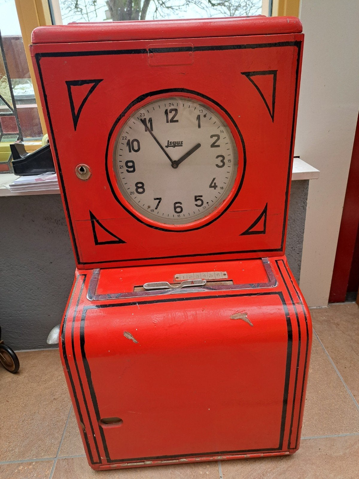vintage stempelklok, Ophalen, Gebruikt, 50 tot 100 cm, Minder dan 50 cm