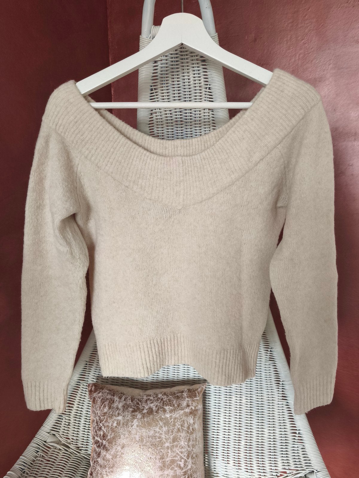 H&M - Trui beige crème v-hals - Maat XS, Kleding | Dames, H&M, Verzenden, Beige, Maat 34 (XS) of kleiner