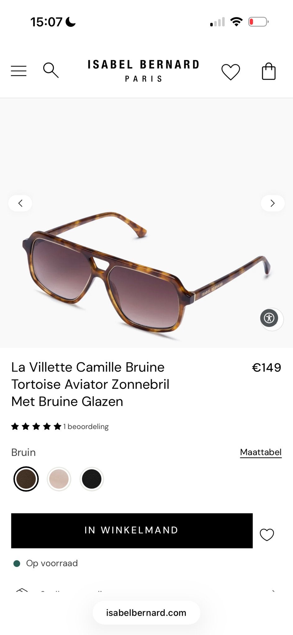 Isabel Bernard La Villette Camille Bruine Tortoise Zonnebril, Overige merken, Zonnebril, Bruin, Nieuw