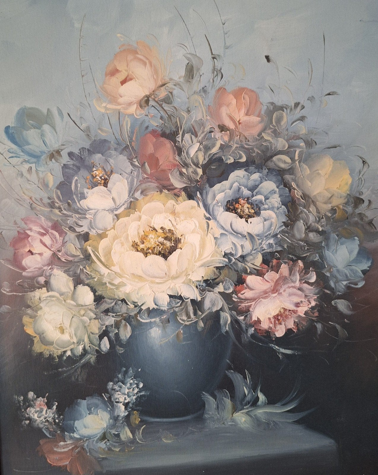 Olieverf schilderij van een bloemen stilleven, Antiek en Kunst, Kunst | Schilderijen | Klassiek, Ophalen