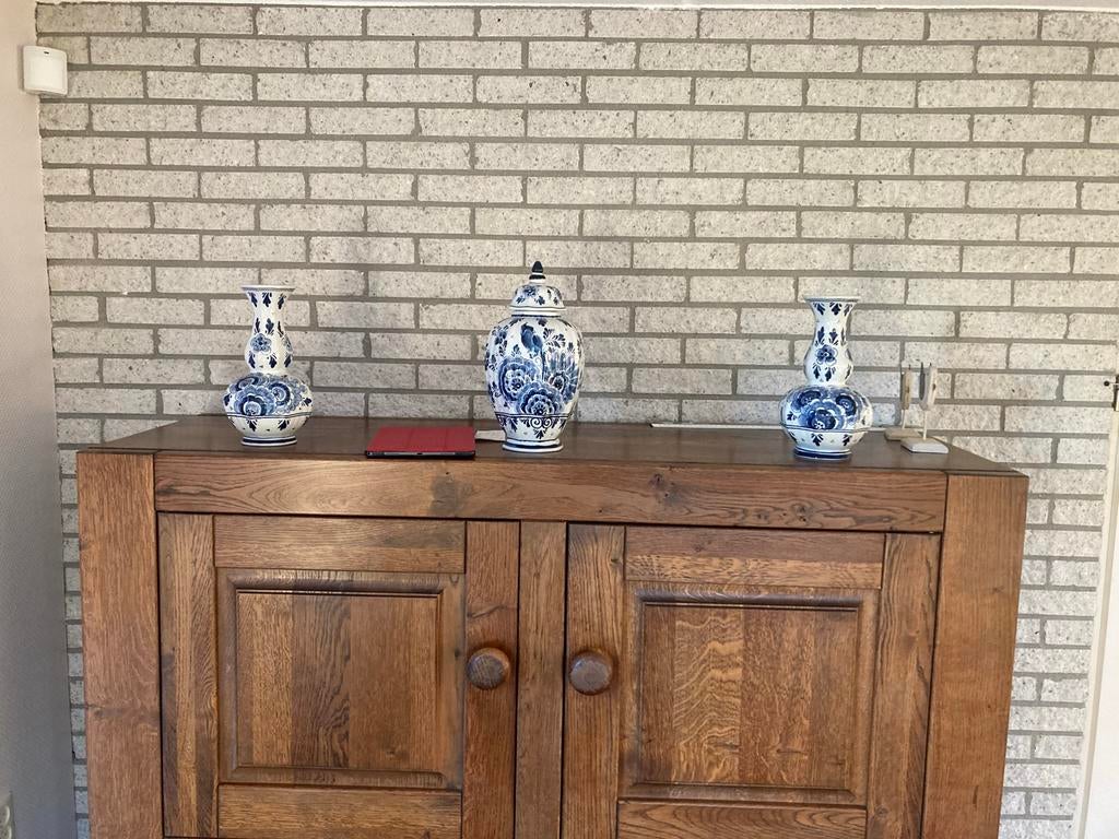 Set van 3  blauwe kastvazen, Antiek en Kunst, Ophalen