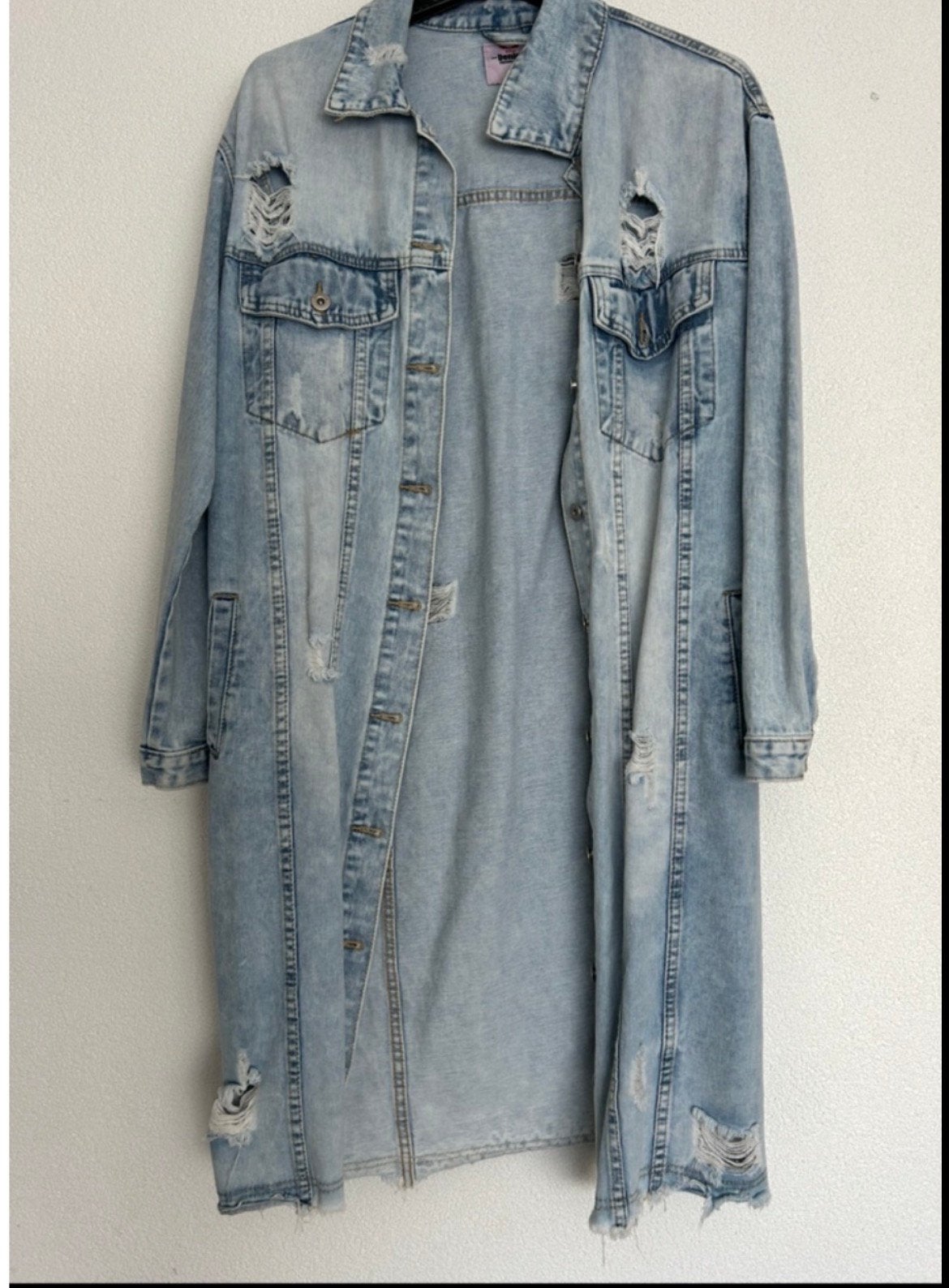 Nieuwe lange spijkerjas spijkerjack denim maat l/xl, Ophalen of Verzenden, Nieuw, Maat 46/48 (XL) of groter, Blauw
