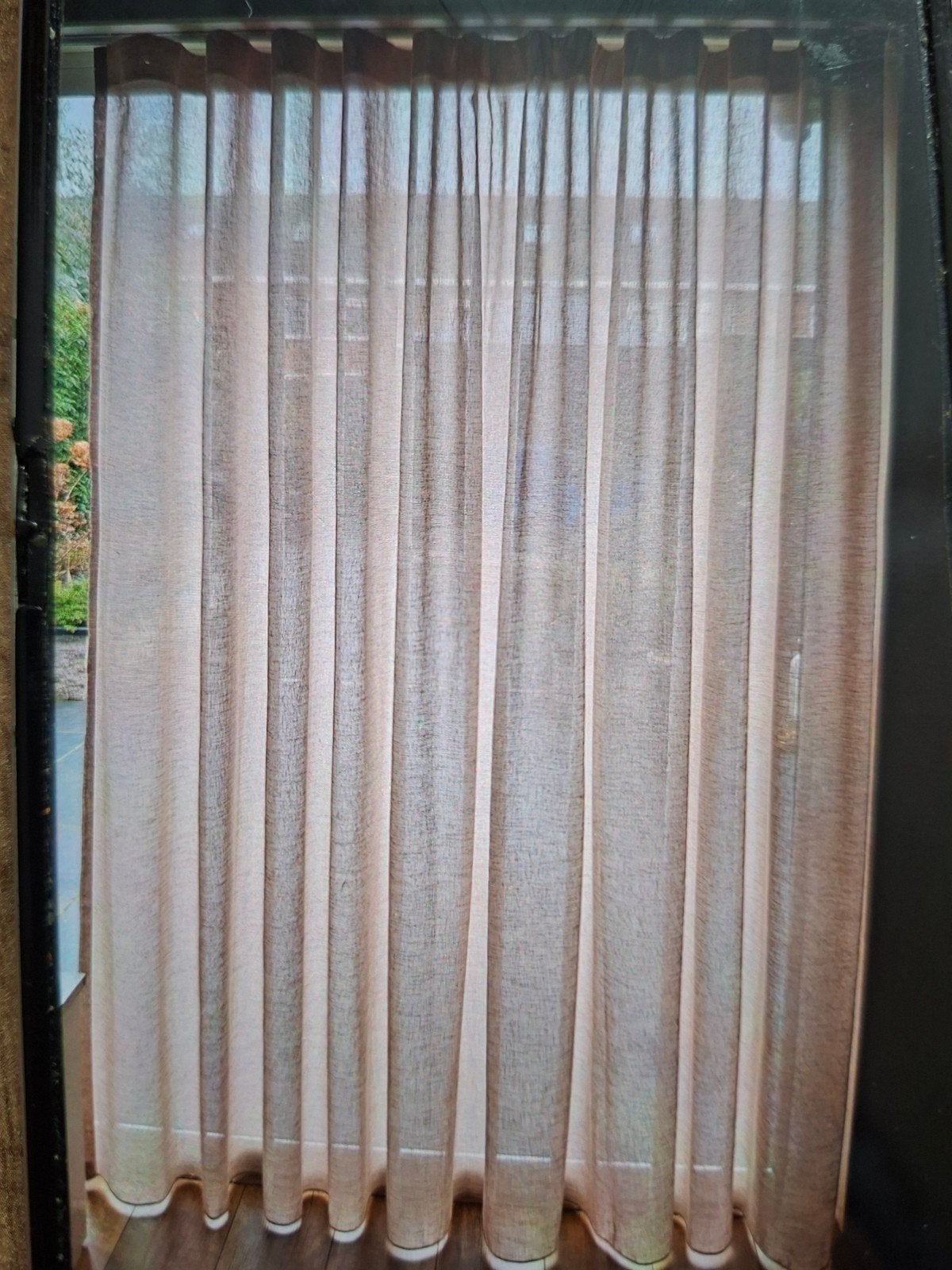 2 x Wavegordijn kleur taupe (nieuw), Huis en Inrichting, Ophalen, Beige, Nieuw, Vitrage