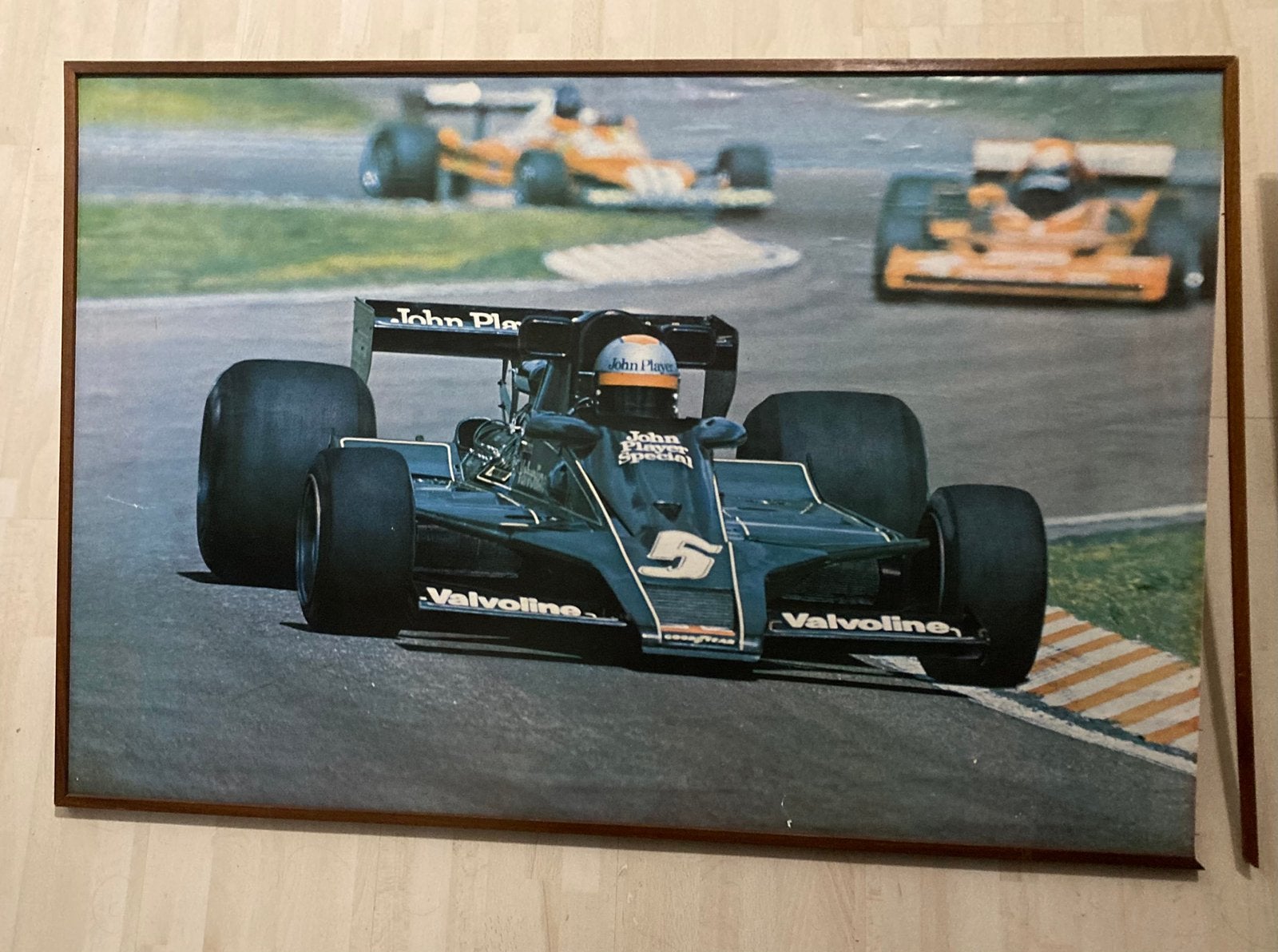 Oude F1 poster op houten bord, Ophalen, Gebruikt, Formule 1