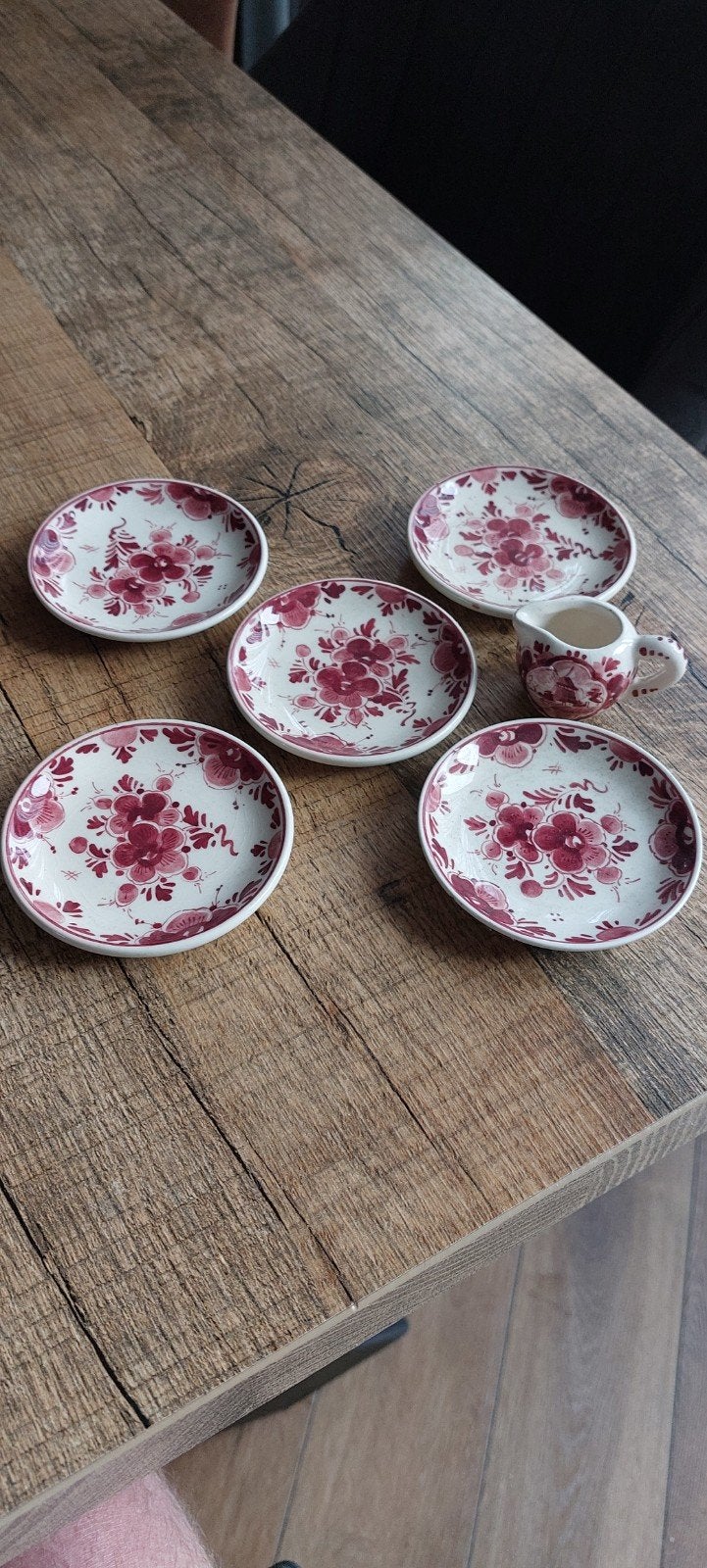 Regina Holland Delft Rood Bloemen Servies Set, Antiek en Kunst, Ophalen of Verzenden