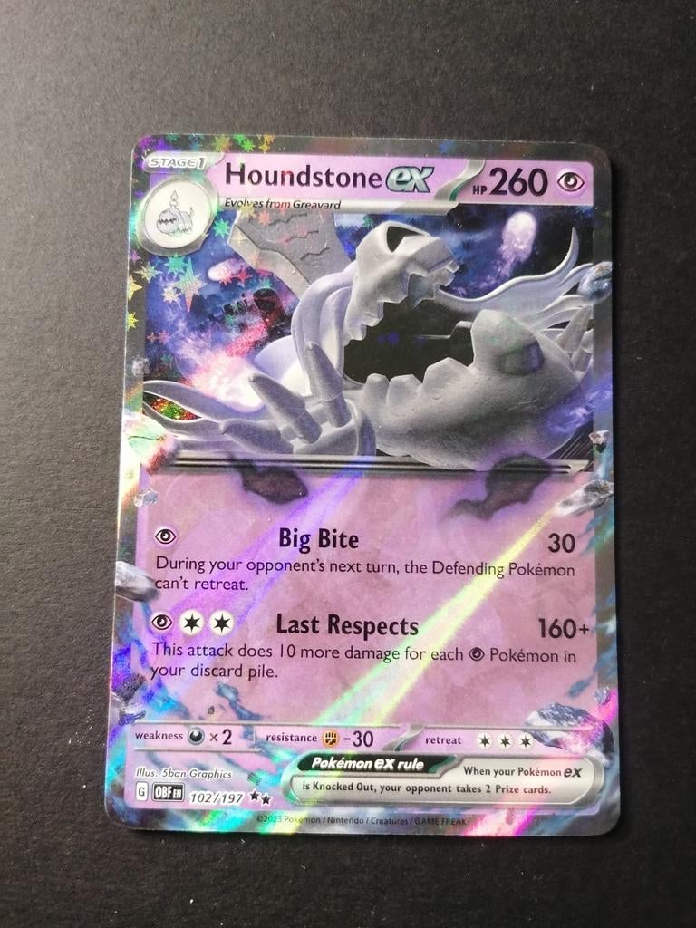 Houndstone EX - Holofoil Obsidian Flames 102/197 - Pokémon, Ophalen of Verzenden, Zo goed als nieuw, Foil