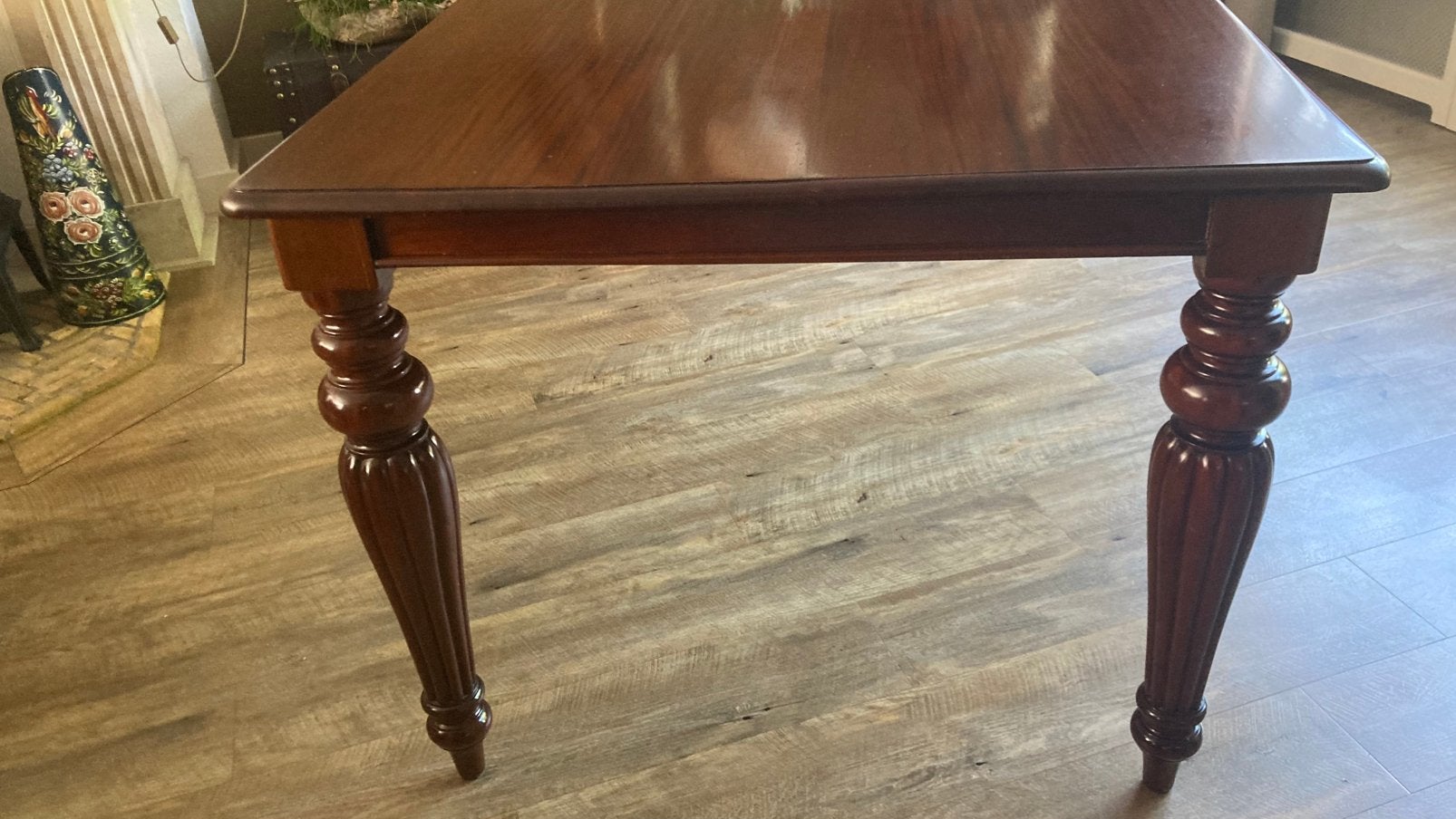 Eetkamertafel  220cm lang kersenkleur, Huis en Inrichting, Tafels | Eettafels, Ophalen, 200 cm of meer, 50 tot 100 cm, Zo goed als nieuw