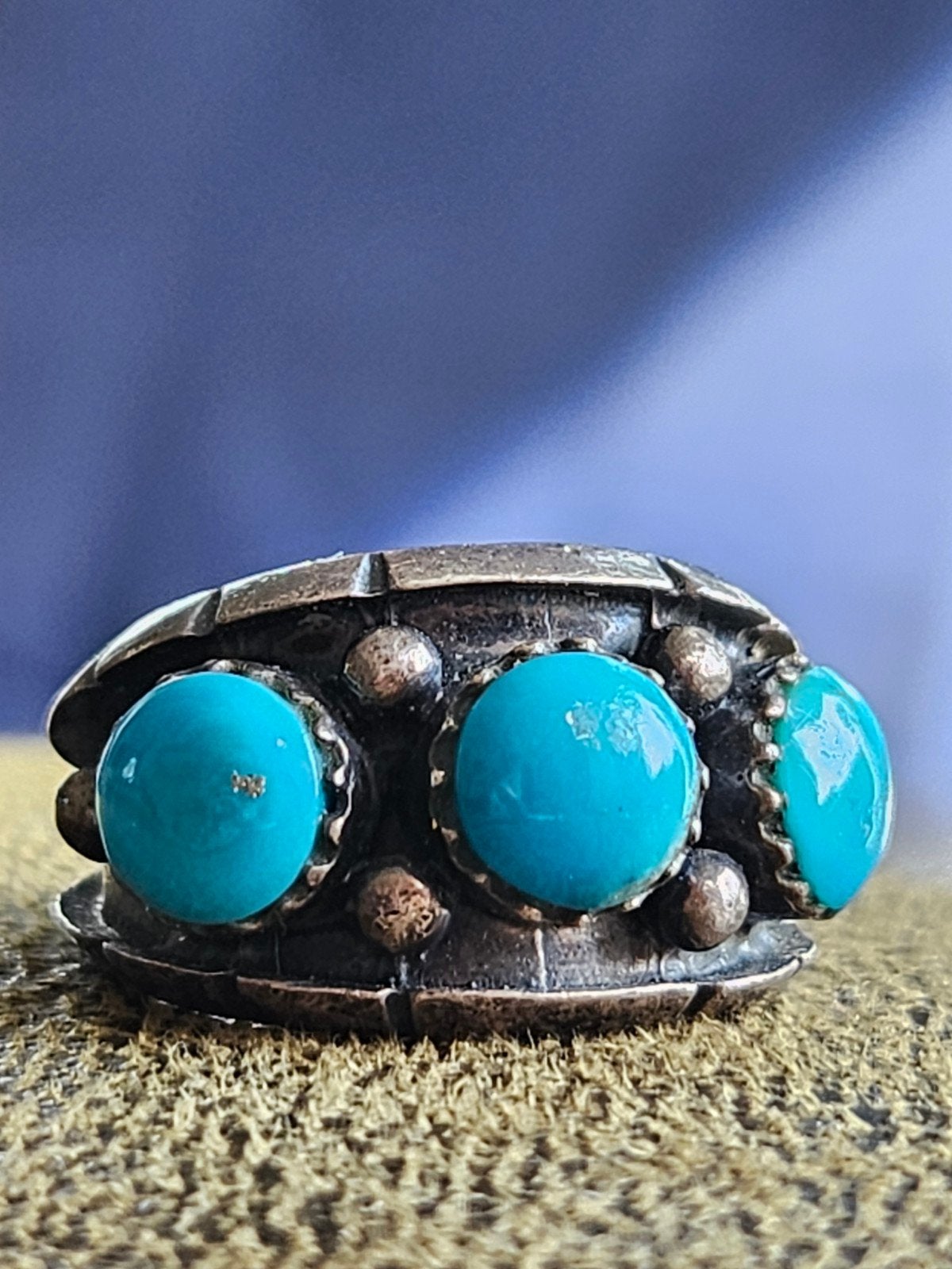 Navajo Ring 925 Zilver Sleeping Beauty Turkoois, Ophalen of Verzenden