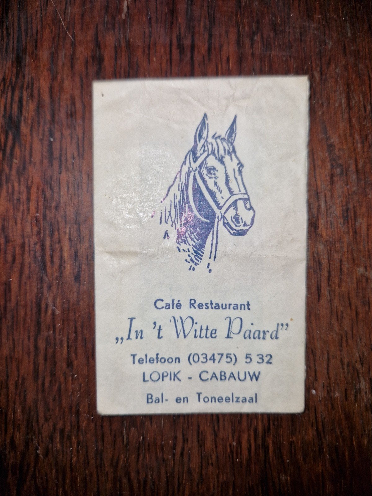 restaurant "In 't Witte Paard" Lopik- Cabauw, Ophalen of Verzenden
