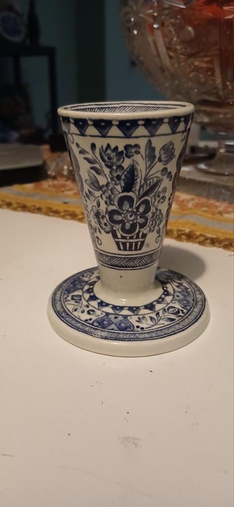 Delfts Blauw Kandelaar - King Gustav - Made in Holland, Antiek en Kunst, Antiek | Kandelaars, Ophalen of Verzenden