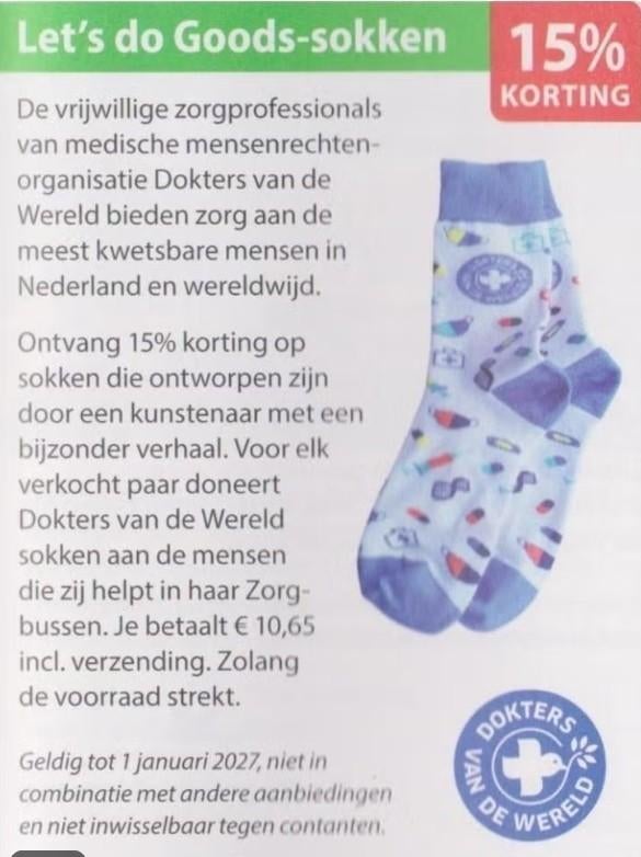 Let's do Goods-sokken 15% kortingsbon*, Eén persoon, Kortingsbon