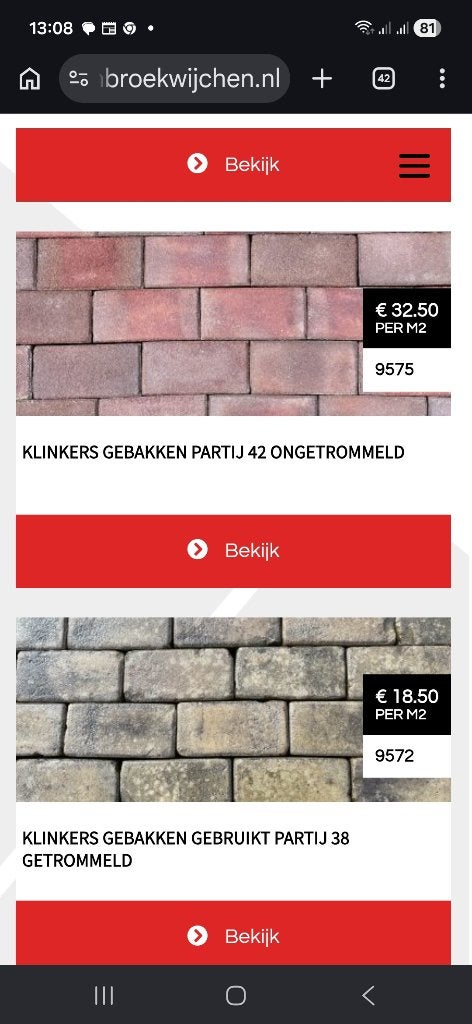 gebakken klinkers tussen de 4 en 5 m2, Tuin en Terras, Tegels en Klinkers, Ophalen, Overige materialen, Klinkers, Nieuw
