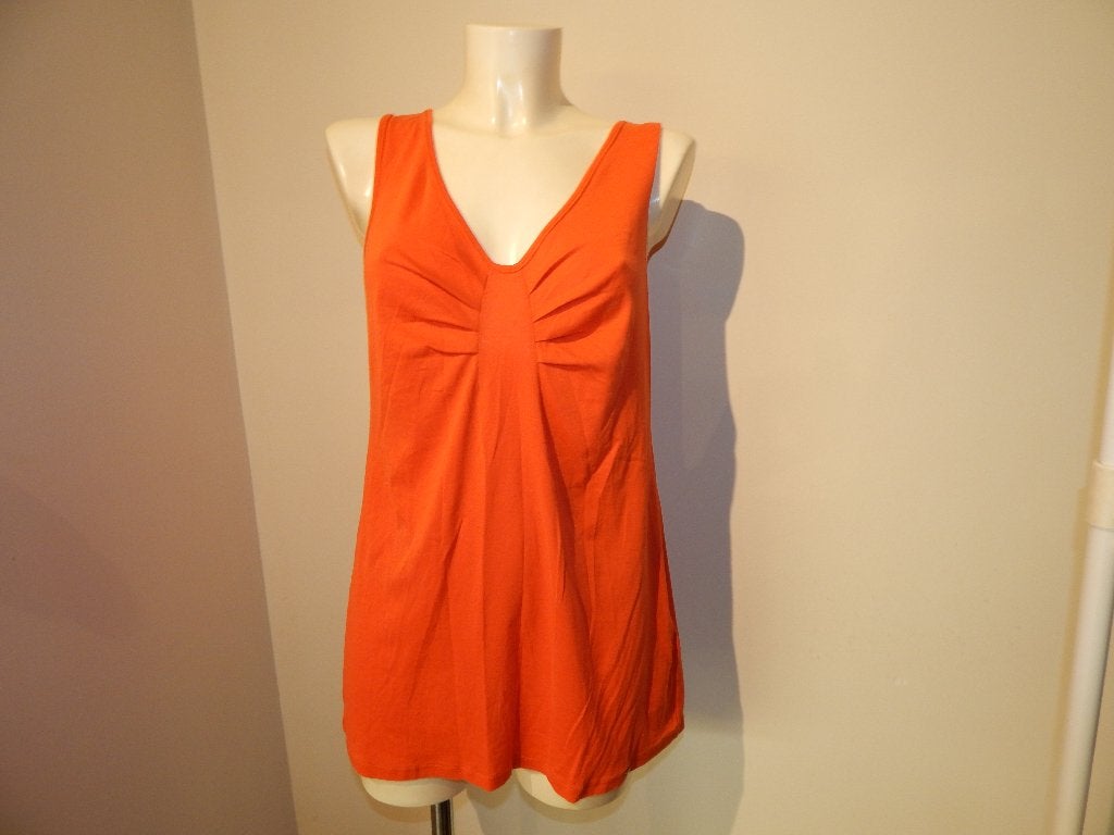Marccain top stretch strik look voorkant warme oranje tintN6, Verzenden, Maat 42/44 (L), Oranje, Zo goed als nieuw
