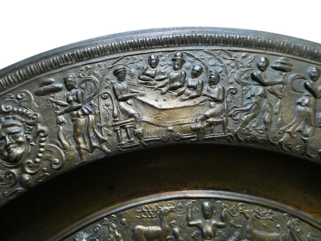 Victoriaanse ronde schaal opschrift Tempe Rantia Temperantia, Antiek en Kunst, Antiek | Koper en Brons, Ophalen of Verzenden, Brons