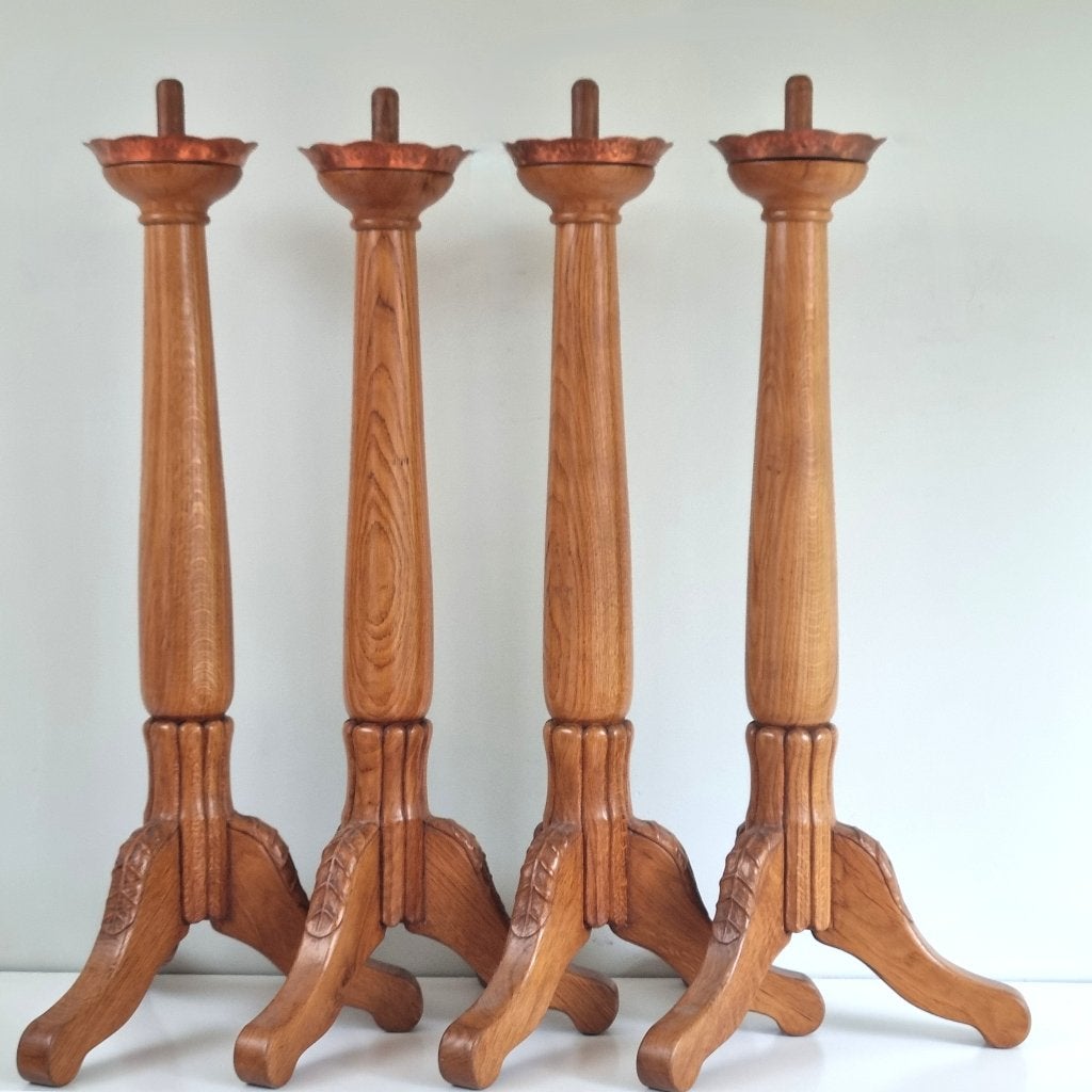 XXL vloer kerk design kandelaar 4x , 1954 Nederland, Gebruikt, Kandelaar, Hout, Ophalen