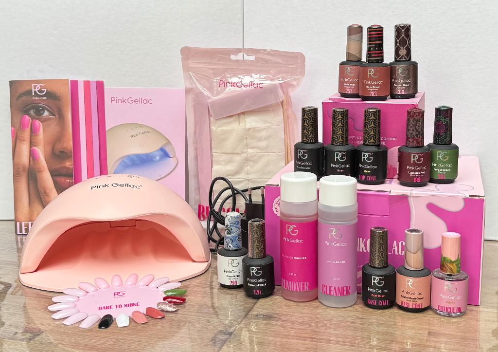 Pink Gellac luxe set + 4 extra’s (t.w.v. €182), Ophalen, Overige kleuren, Zo goed als nieuw, Handen en Nagels
