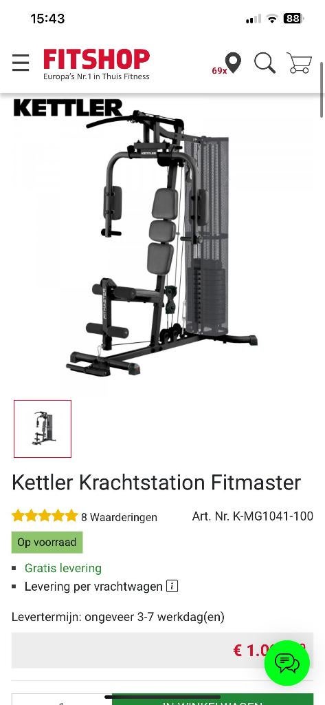 Kettler Krachtstation Fitmaster, Ophalen, Benen, Gebruikt, Krachtstation