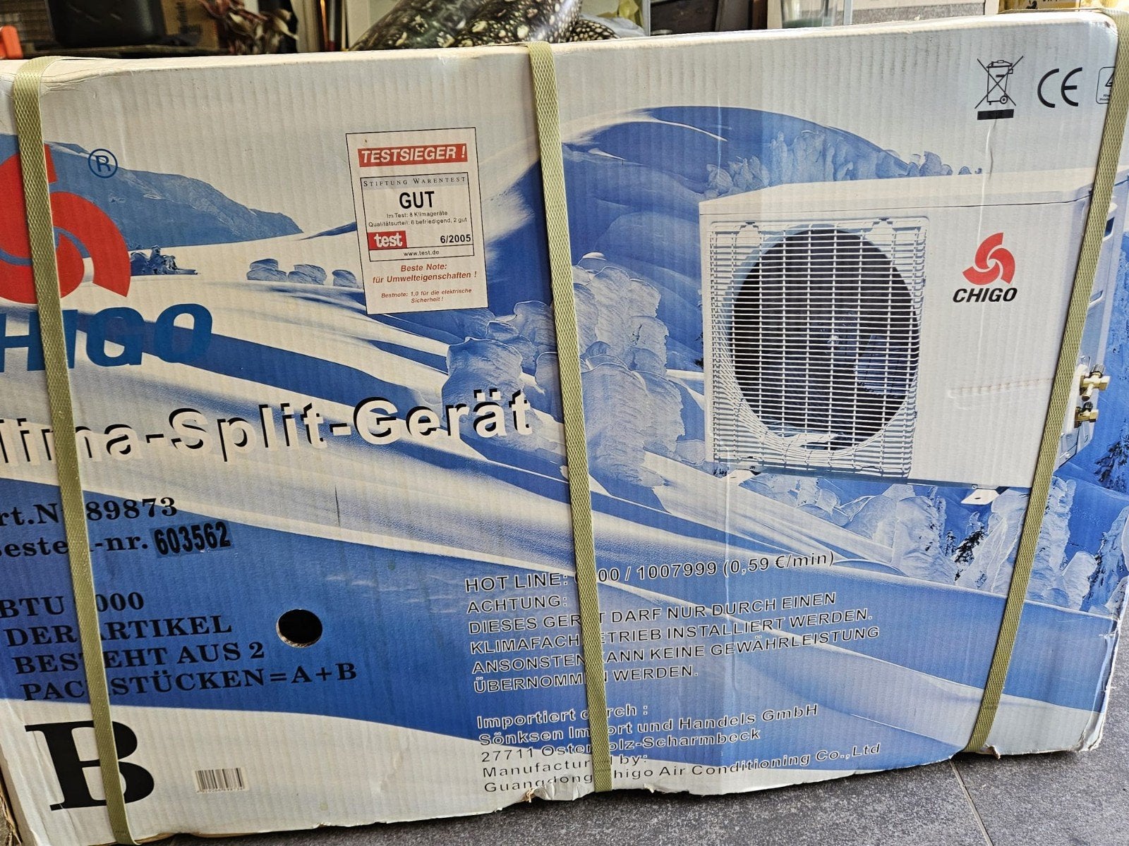 Chigo split airco 9000 BTU, Ophalen, Nieuw, 3 snelheden of meer, Wandairco